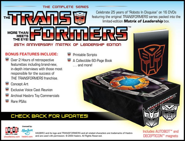 First Look At Shout! Factory G1 Matrix Of Leadership Packaging, Features List