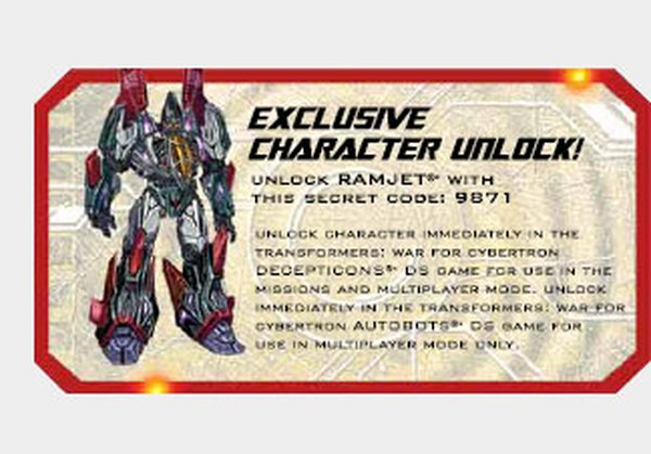Code To Unlock Ramjet for Nintendo DS War for Cybertron Revealed!