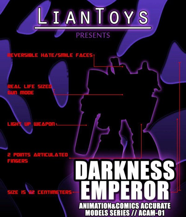 Darkness Emperor - Another Third Party NOT Generation 1 Megatron Figure Coming Our Way from LianToys?
