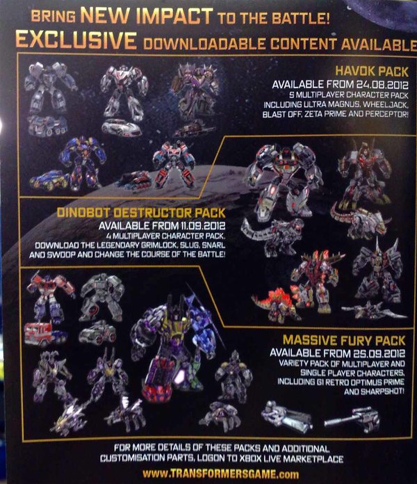 Tranformers Fall of Cybertron DLC  Dinobot Destruction Pack and Massive Fury Pack Details Revealed