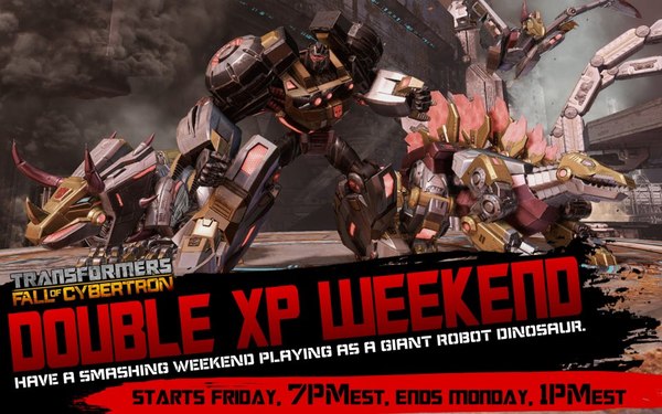 Transformers Fall of Cybertron Double XP Weekend Starts Tonight - Giant Robot Dinosaurs FTW!