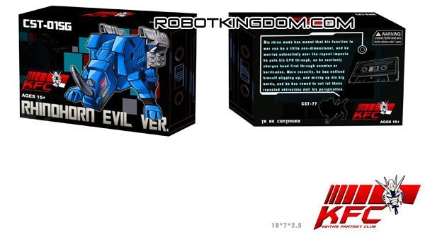 First Look at KFC CST-01SG Rhinohorn Evil Version Box Images - MP Class Tape Bots Figure