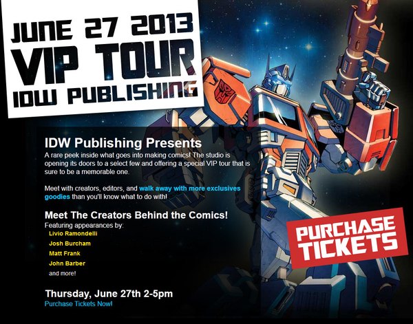 BotCon 2013 - IDW Announce Transformers VIP Tour Thursday, June 27th