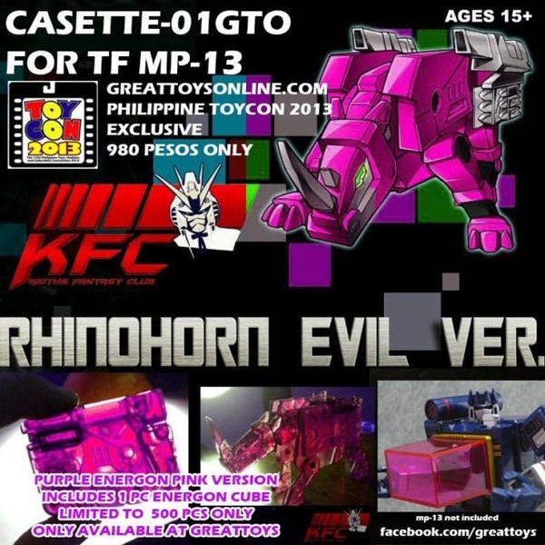 Keith's Fantasy Club CST-01GTO Rhinohorn Pink Energon Version Now Available