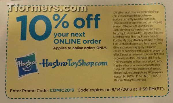SDCC 2013 - Hasbro Toy Shop Discount Code Revealed