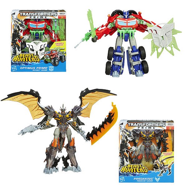 Transformers Prime Beast Hunters Simplified Optimus Prime and Predaking Voyagers in and out of Package