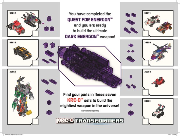 Transformers Kre-O Series 2 Quest for Energon Dark Engeron Weapon Instructions Sheet Released