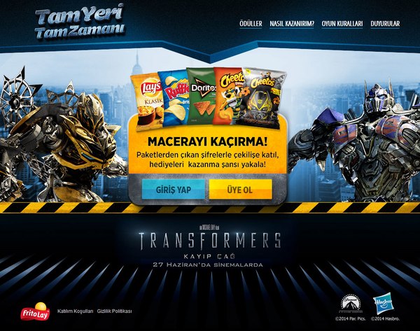 Frito-Lay Transformers Age of Extinction Contest - Turkey Fans Can Enter Codes to Win iPads, Toys, More
