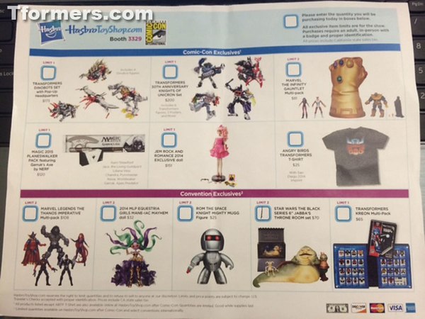 SDCC 2014 - Hasbro Toy Shop Product Catalog Image Of Hasbro Exclusives