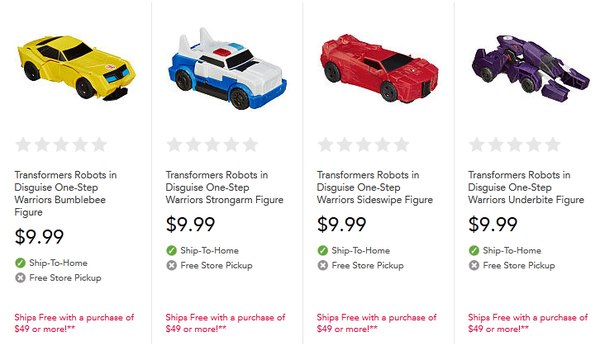 Transformers Robots in Disguise One-Step Warriors $9.99 at Toysrus.com 